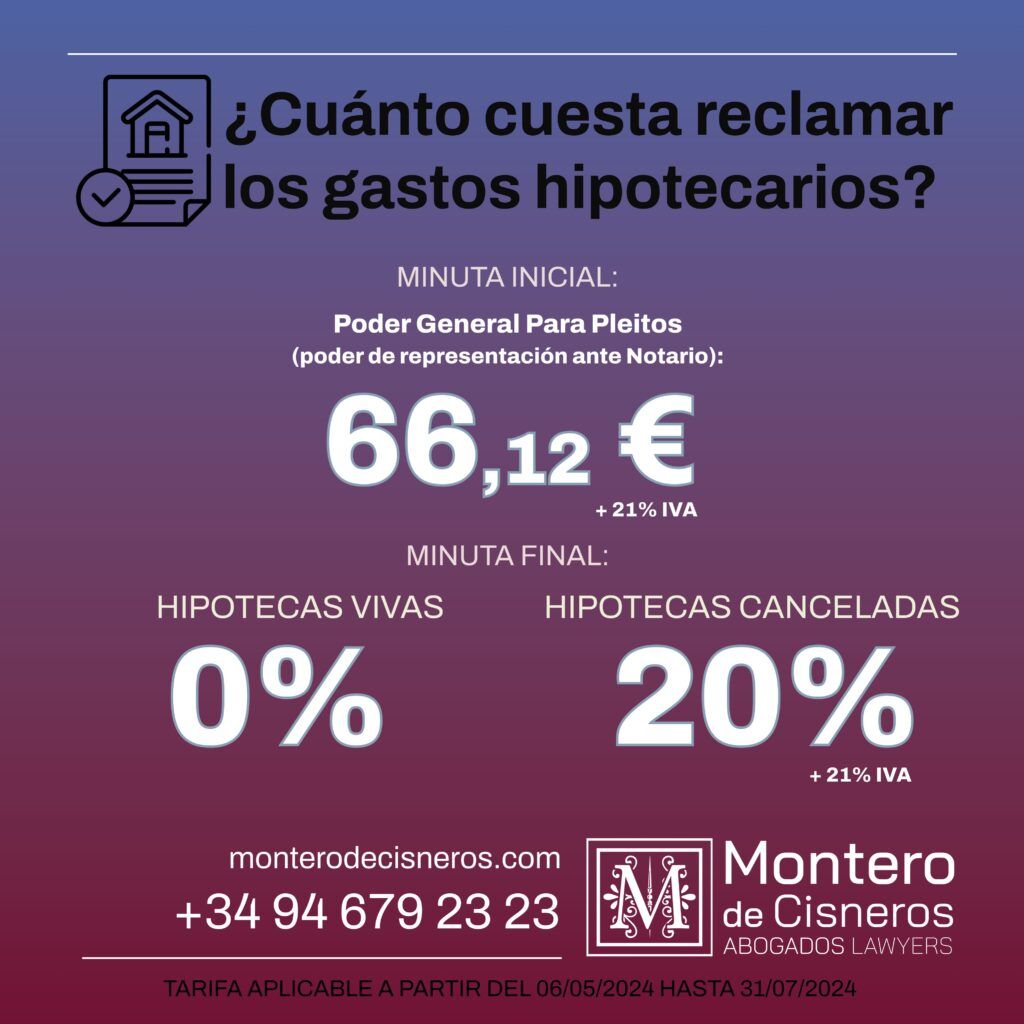 Cuánto cuesta reclamar los gastos  de tu hipoteca en Bilbao